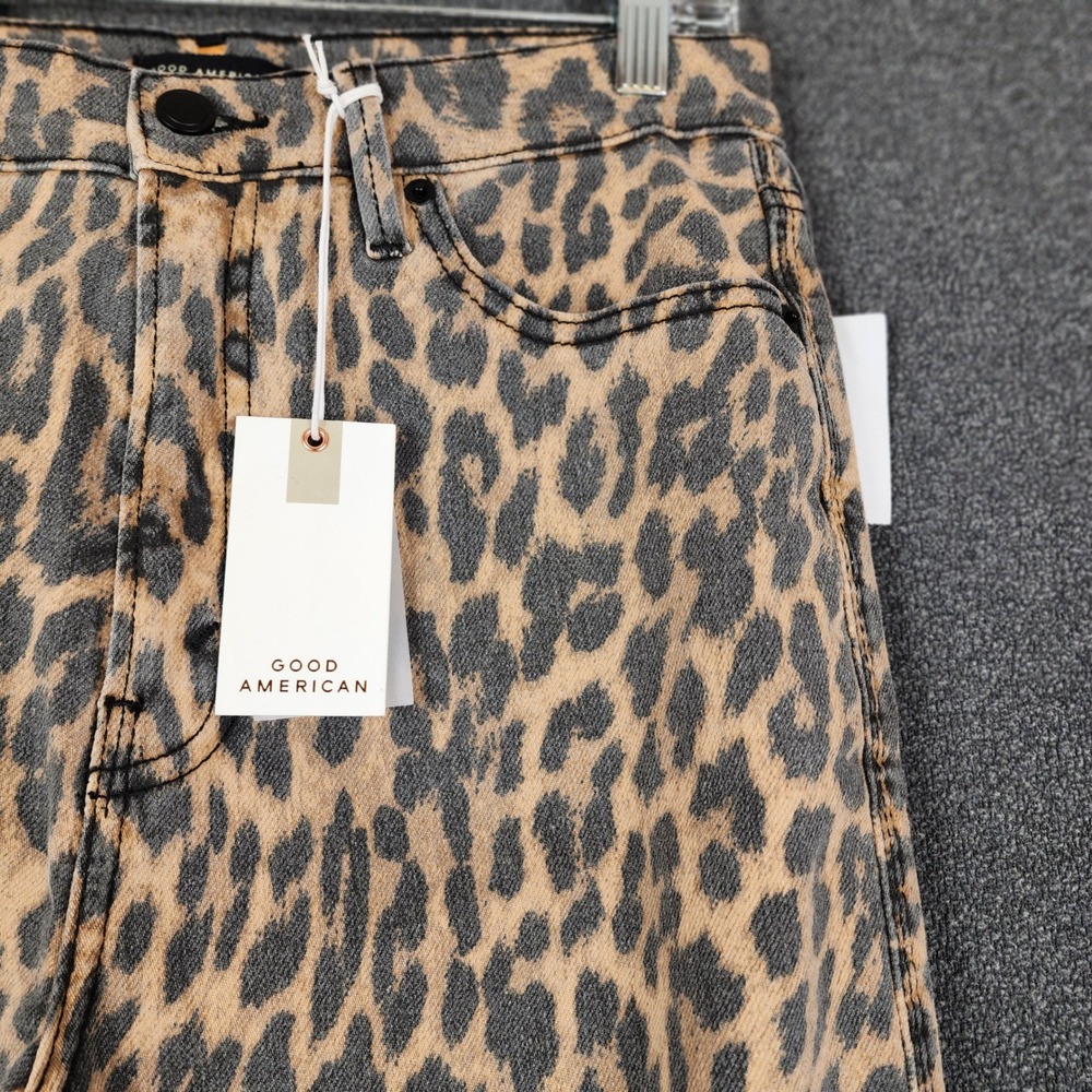 Good American Good Standard Kick Flare Jeans Lucky Leopard High Rise 10/30 - Picture 2 of 15